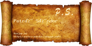 Petró Sándor névjegykártya