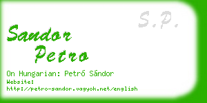 sandor petro business card